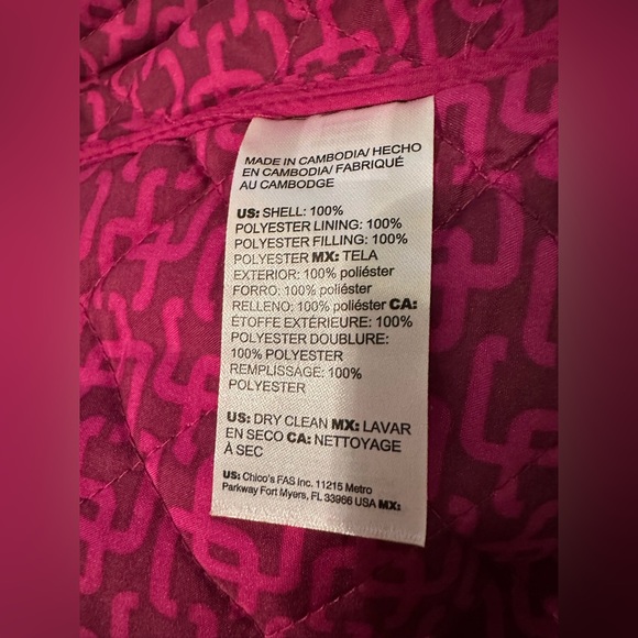 Chicos Modern Quilted Jacket, Fuschia, 2 - Picture 6 of 7